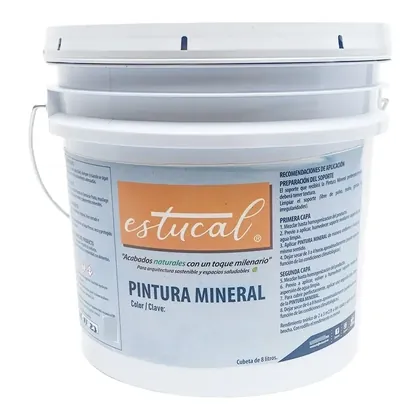 Pintura A La Cal Estucal 100% Natural Color Blanco 8 Litros